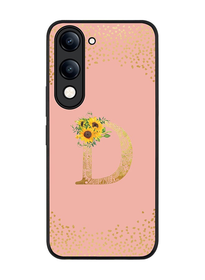 For vivo Y29s 5G / Y19s 5G Case,Slim fit Camera Protection, Shockproof Thin Phone cover  - Custom Floral Monogram - D  (Rose Pink )